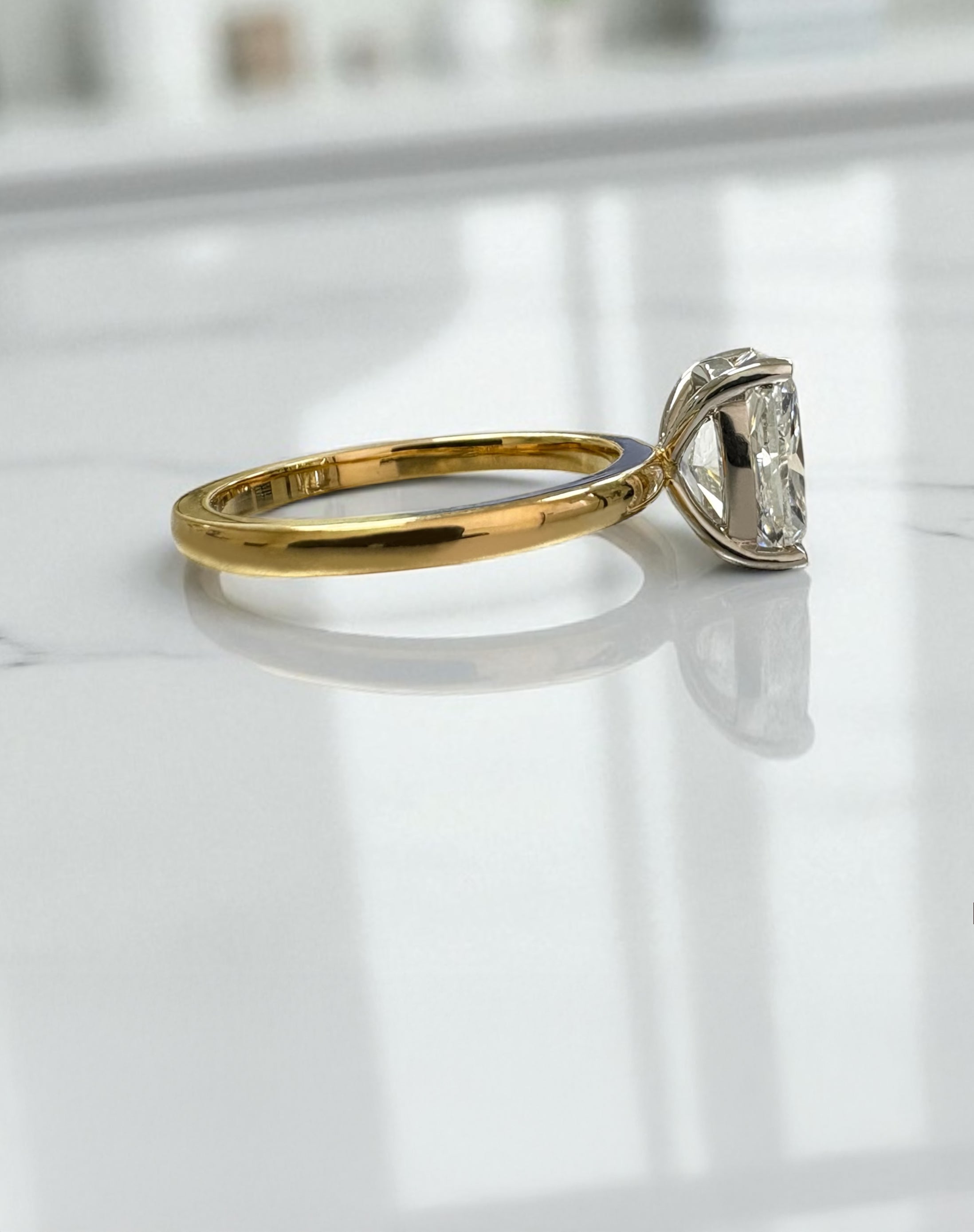 2.50ct Elongated Cushion Solitaire Lab Grown Diamond Engagement Rings.