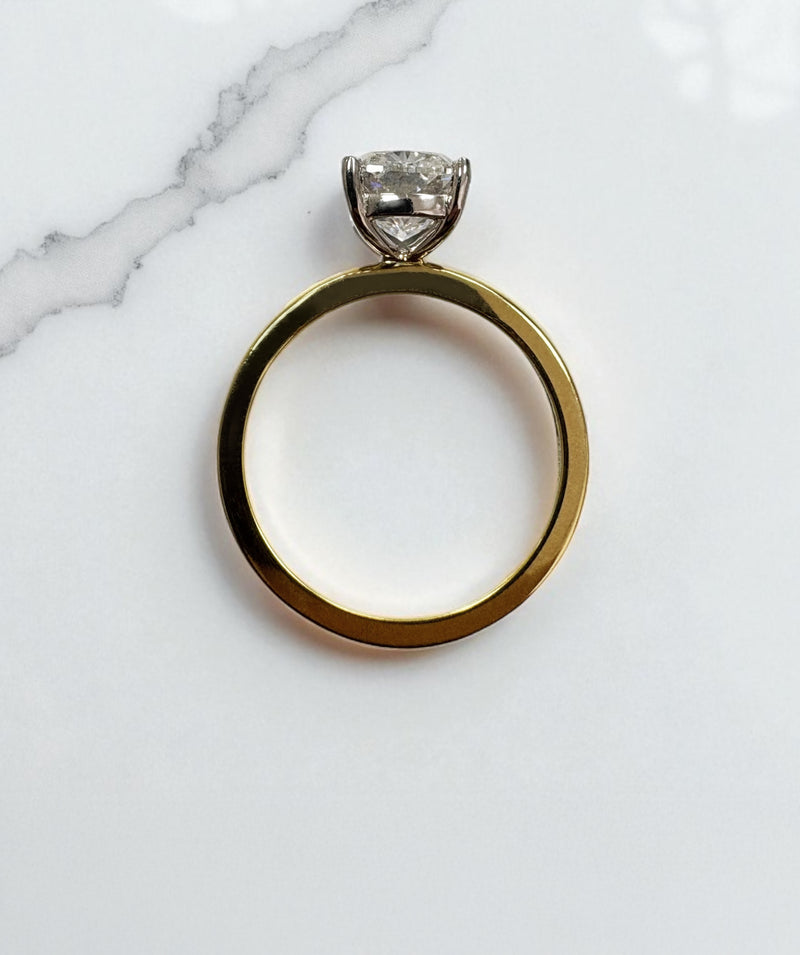 2.50ct Elongated Cushion Solitaire Lab Grown Diamond Engagement Rings.