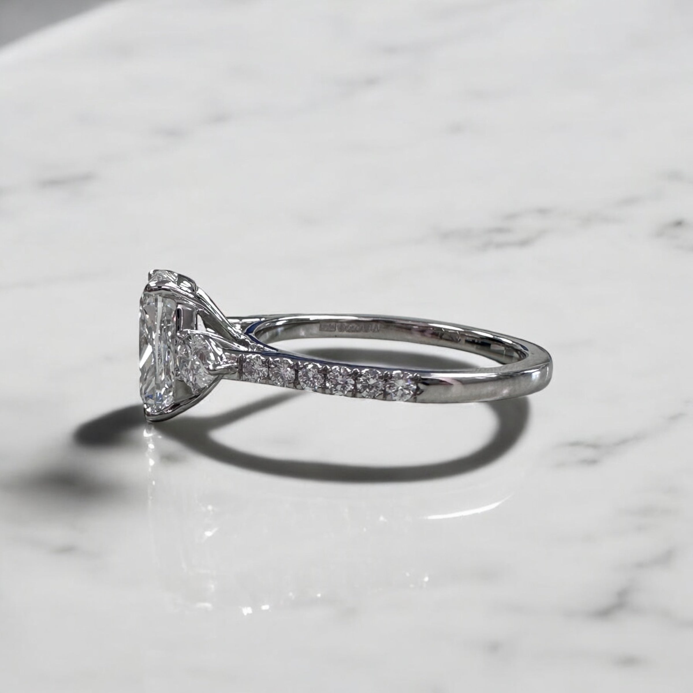 2.50ct Cushion Pear Trilogy Ring