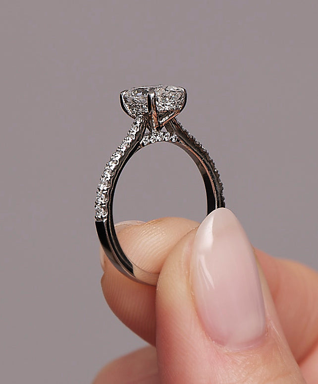 1.25ct Oval Cut Cathedral Setting Lab Grown Diamond Engagement Rings.