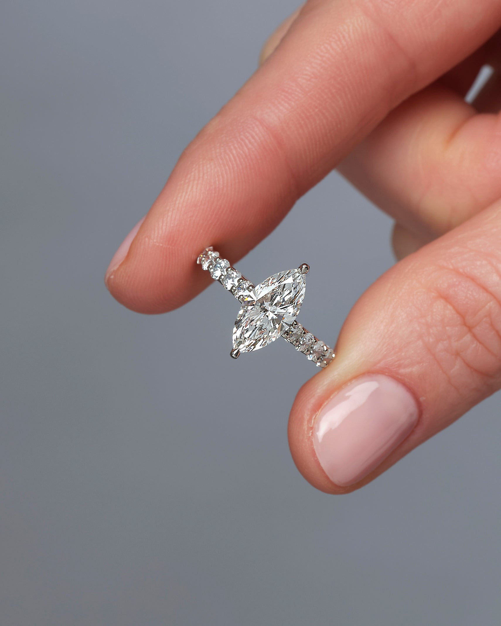 2ct Marquise Cut U Prong Setting lab grown diamond engagement rings.