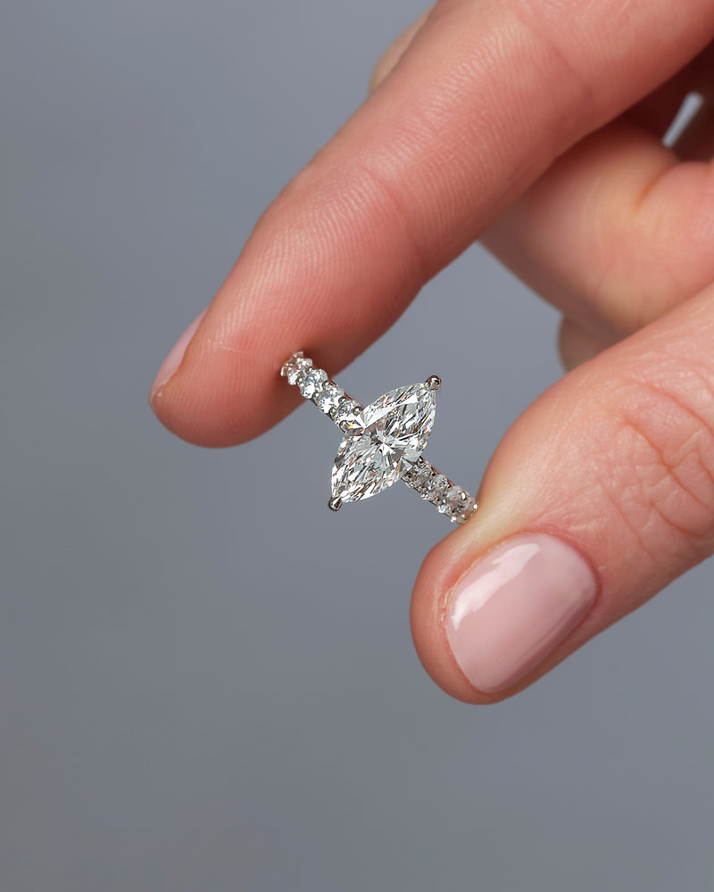 2ct Marquise Cut U Prong Setting lab grown diamond engagement rings.