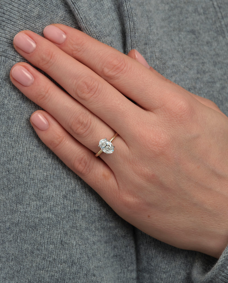 2ct Oval Floating Hidden Halo Lab Grown Diamond Engagement Rings.