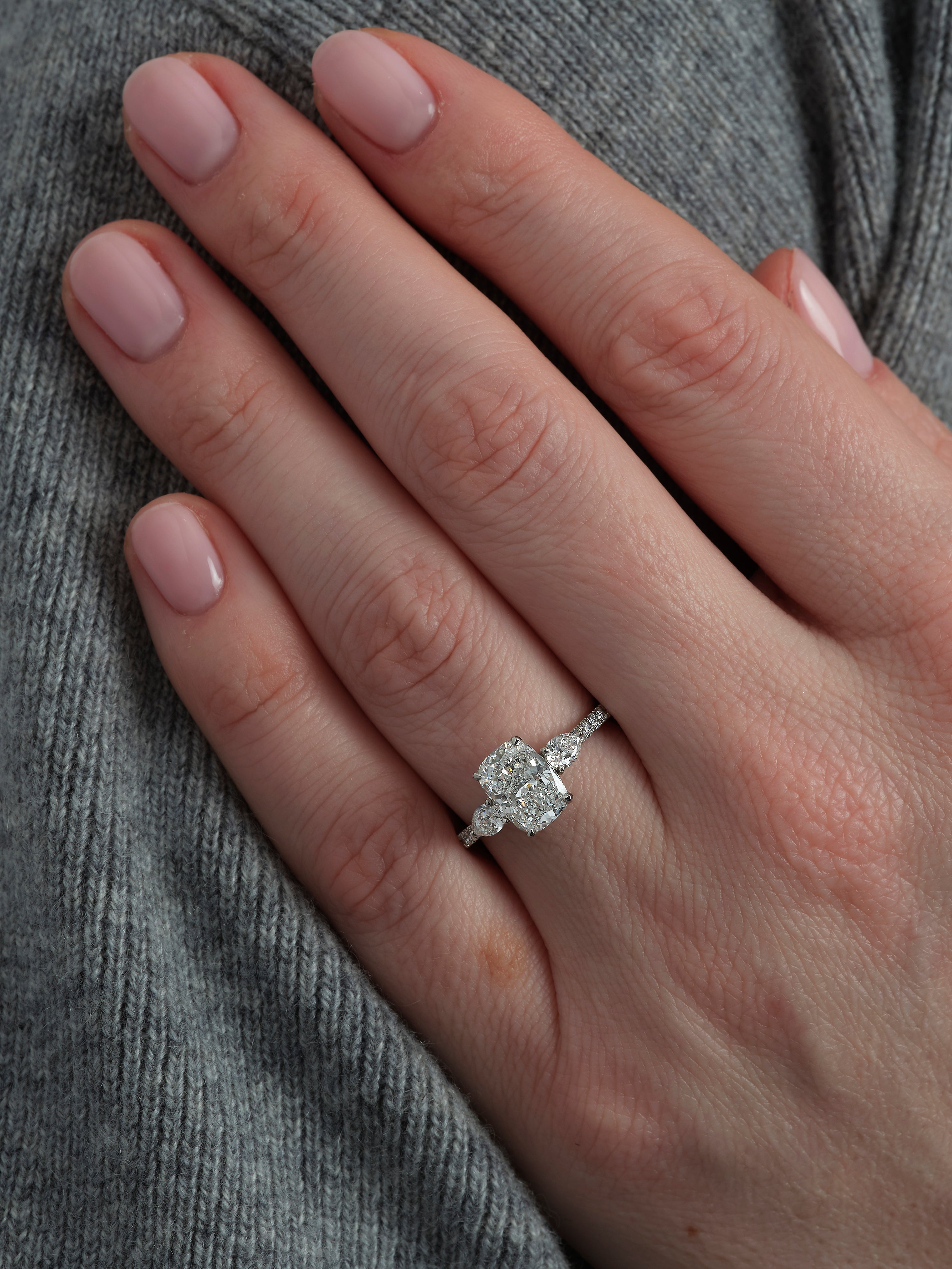 2ct Elongated Cushion & Pear Trilogy