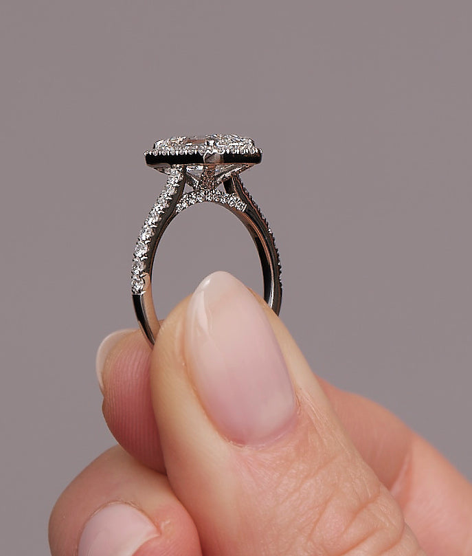 2ct Emerald Seamless Halo lab grown diamond engagement rings in London