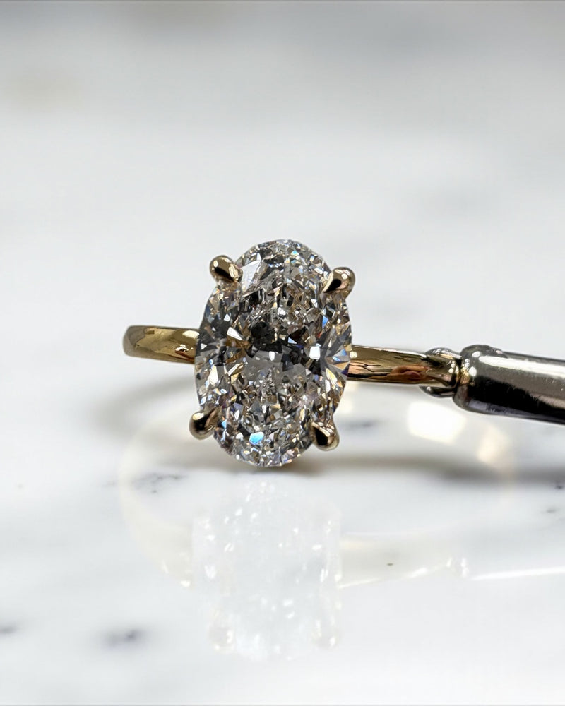 2ct Oval Hidden Halo Solitaire Lab Grown Diamond Engagement Rings