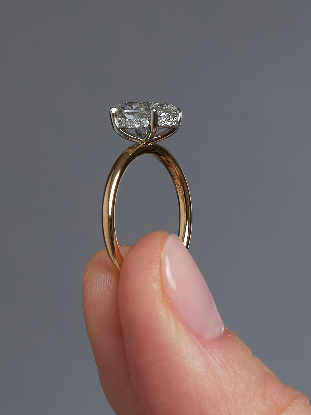 2ct Oval Floating Hidden Halo Lab Grown Diamond Engagement Rings.