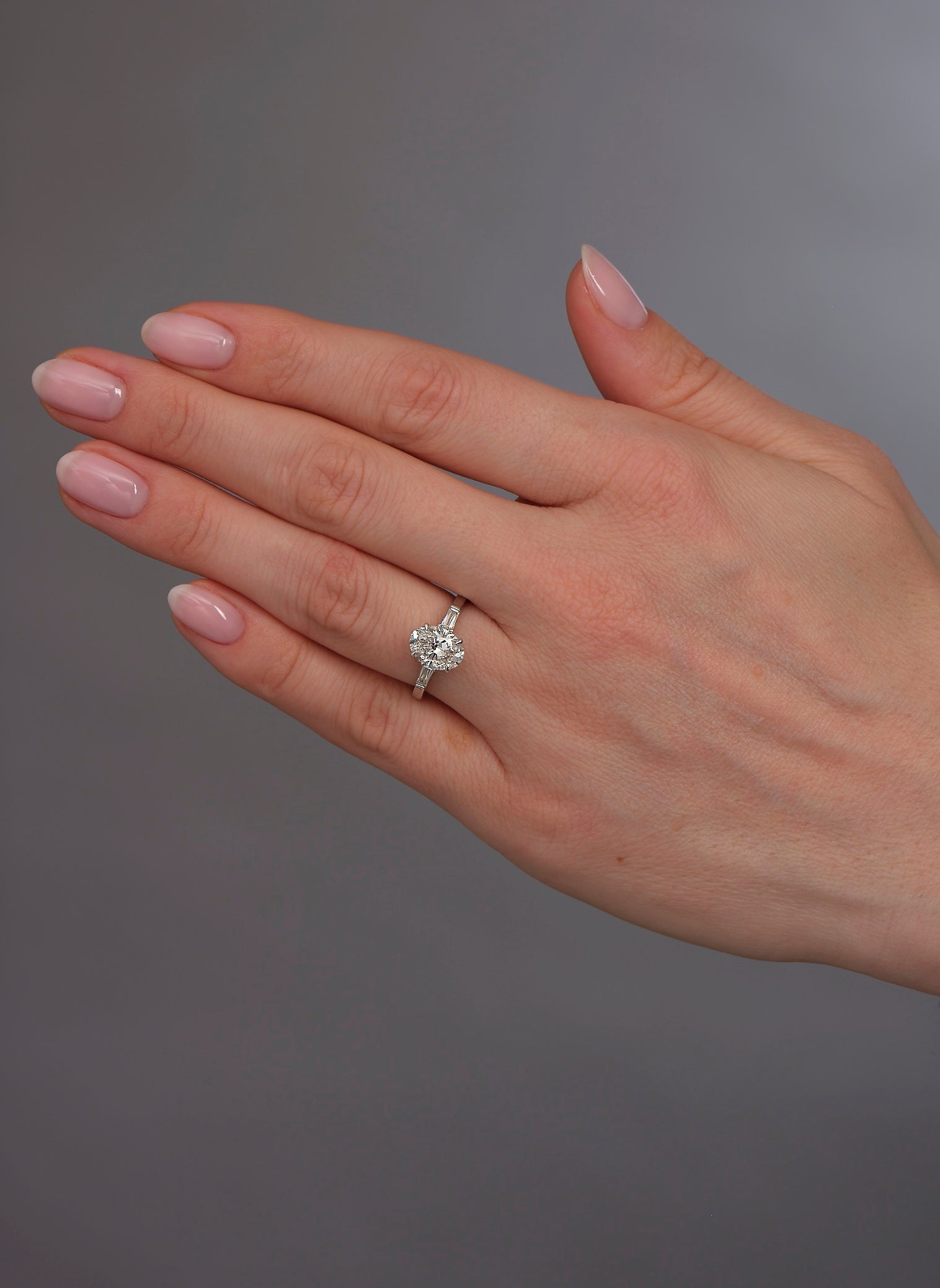 2ct Oval Plus Tapered Baguettes Trilogy Lab Grown Diamond Engagement Rings