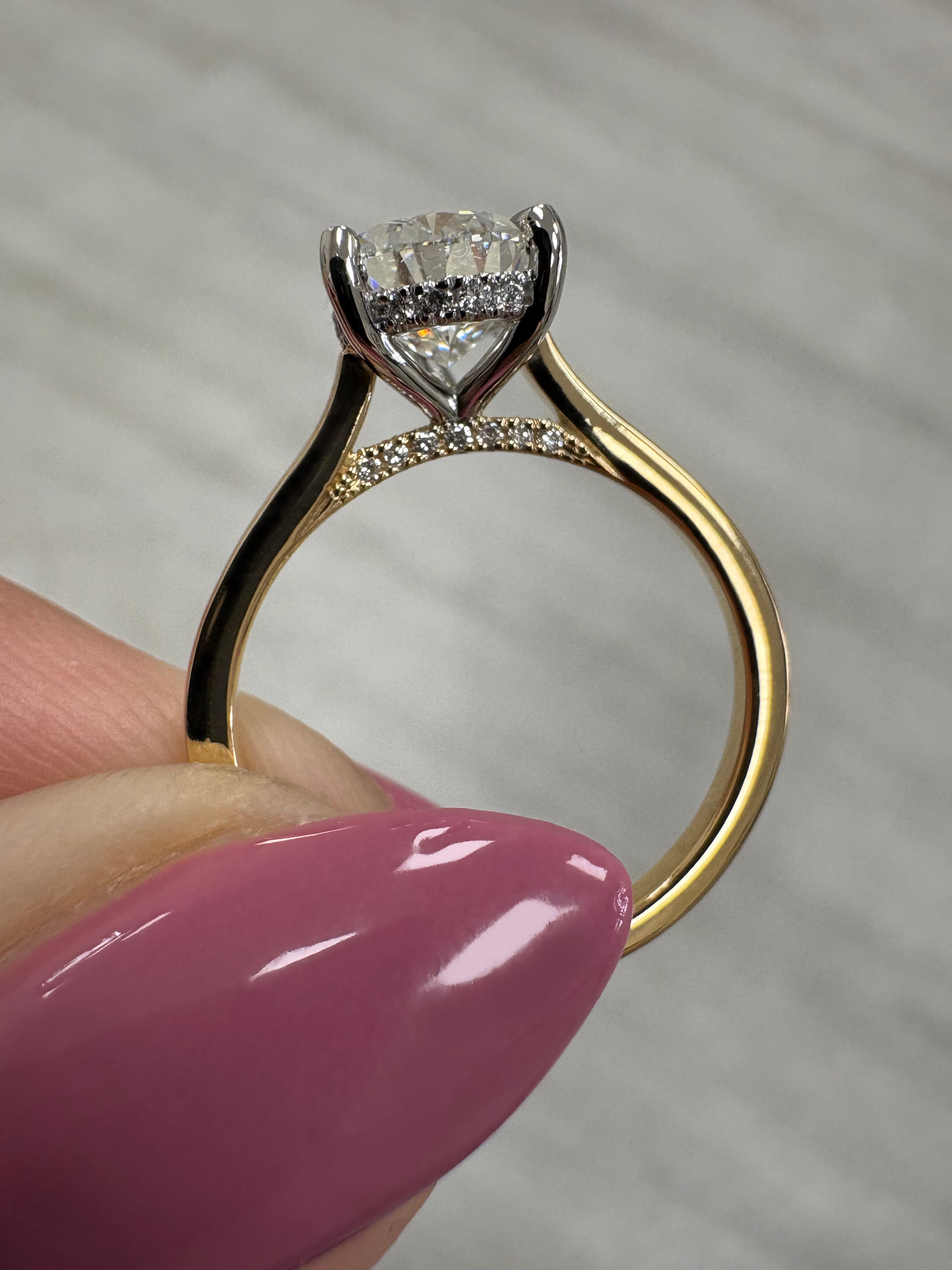 2ct Pear Cut Lab Grown Diamond Cathedral Solitaire Engagement Ring 18kt Yellow Gold 