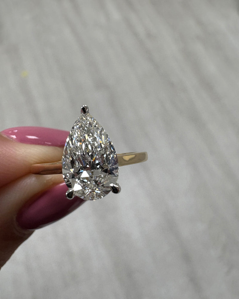 2ct Pear Cut Cathedral Solitaire Lab Grown Diamond Engagement Rings.