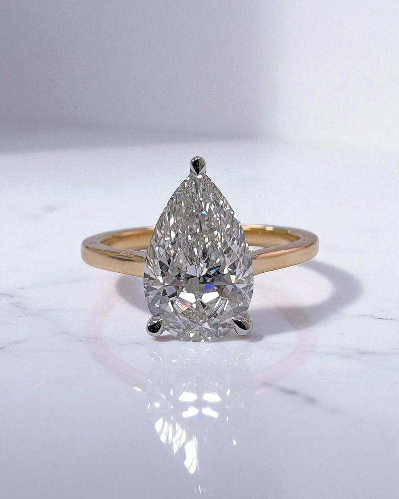 2ct Pear Cut Cathedral Solitaire Lab Grown Diamond Engagement Rings.
