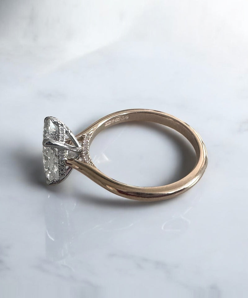 2ct Radiant Cathedral Setting lab grown Diamond Engagement Rings.