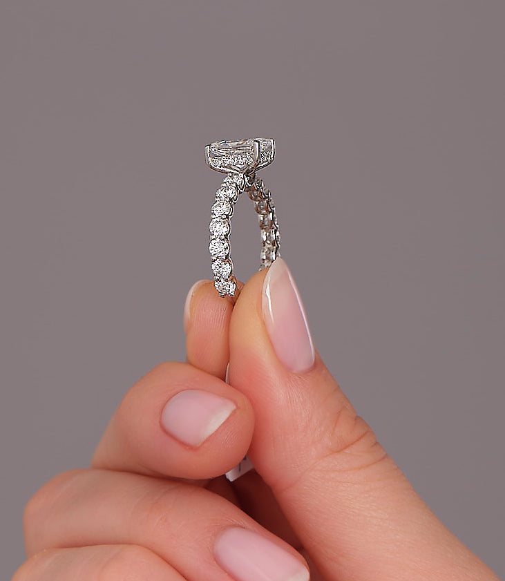 2ct Radiant U Prong Setting lab grown Diamond Engagement Rings.