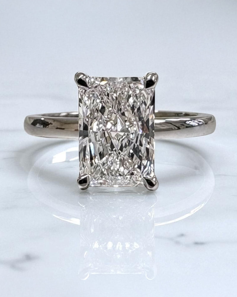2ct Radiant Cut Lab Grown Diamond Solitaire Engagement Ring