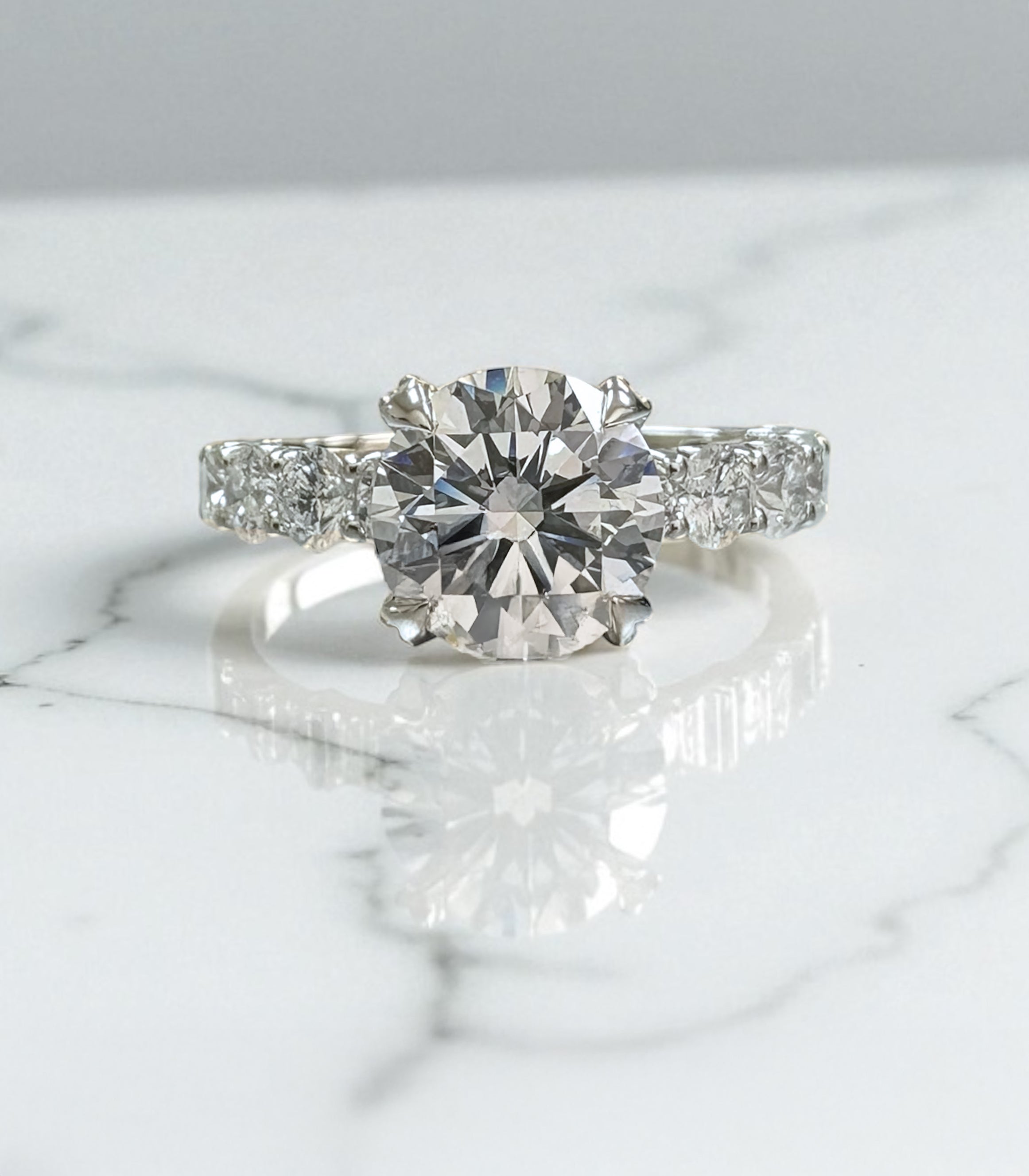 lab grown 2ct Round brilliant cut U Prong Setting Engagement ring