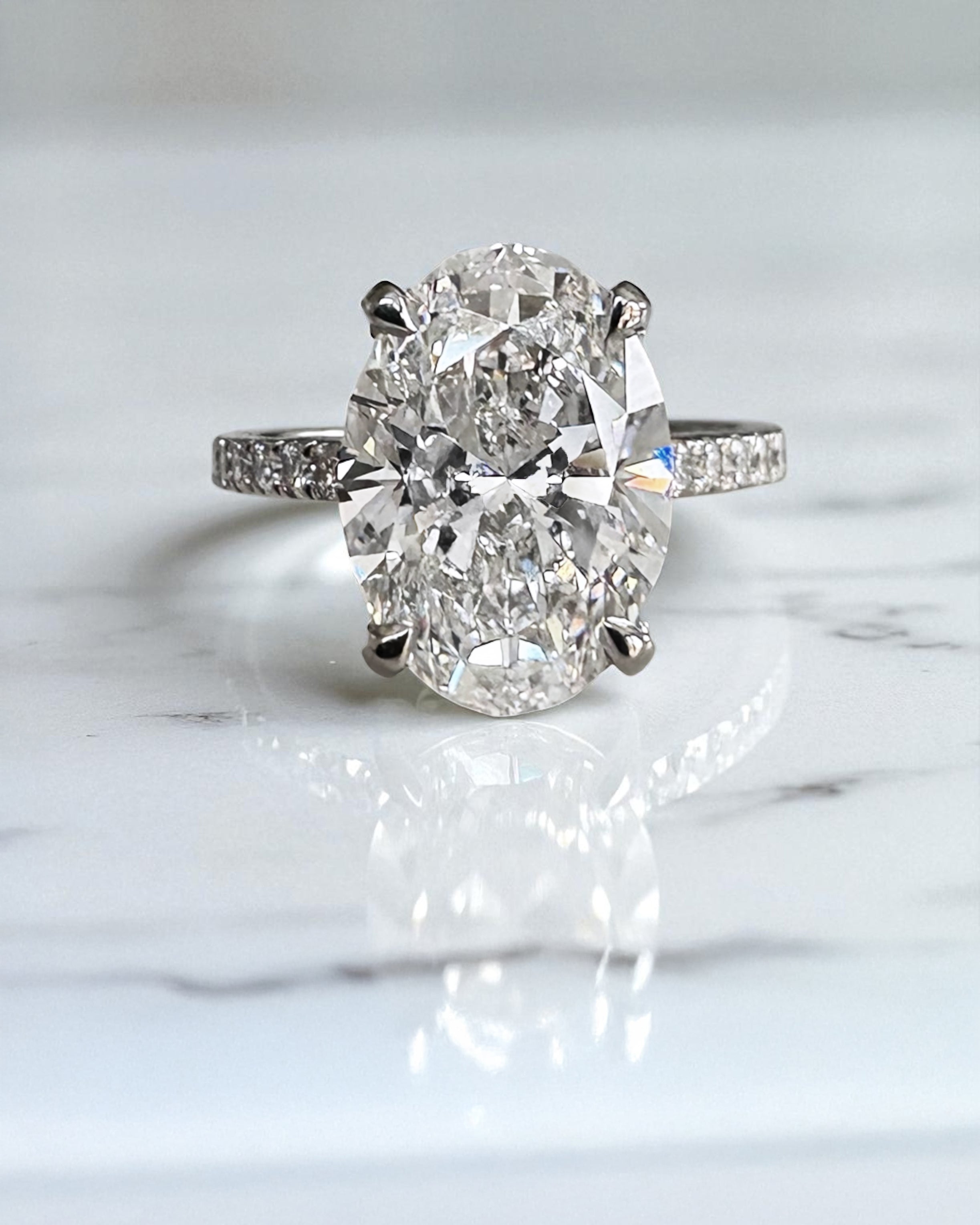 3.50ct Oval Cathedral Setting Lab Grown Diamond Engagement Ring 