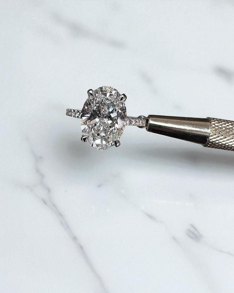 3ct Oval Cathedral Setting Lab Grown Diamond Engagement Rings.