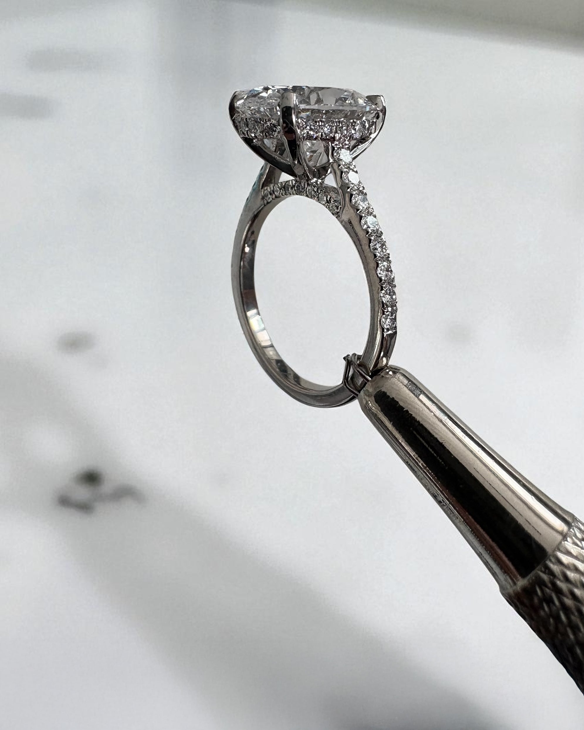 3.50ct Oval Cathedral Setting Lab Grown Diamond Engagement Ring 