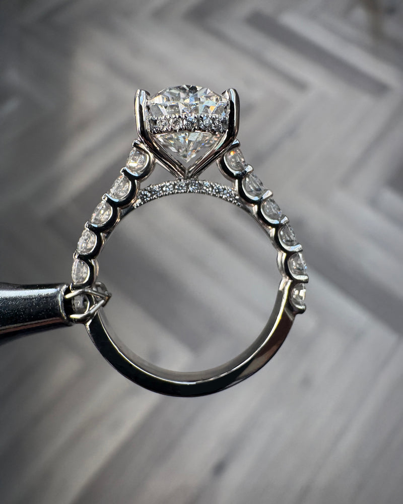 3.50ct Oval U Prong Cathedral Setting Diamond Engagement Rings.