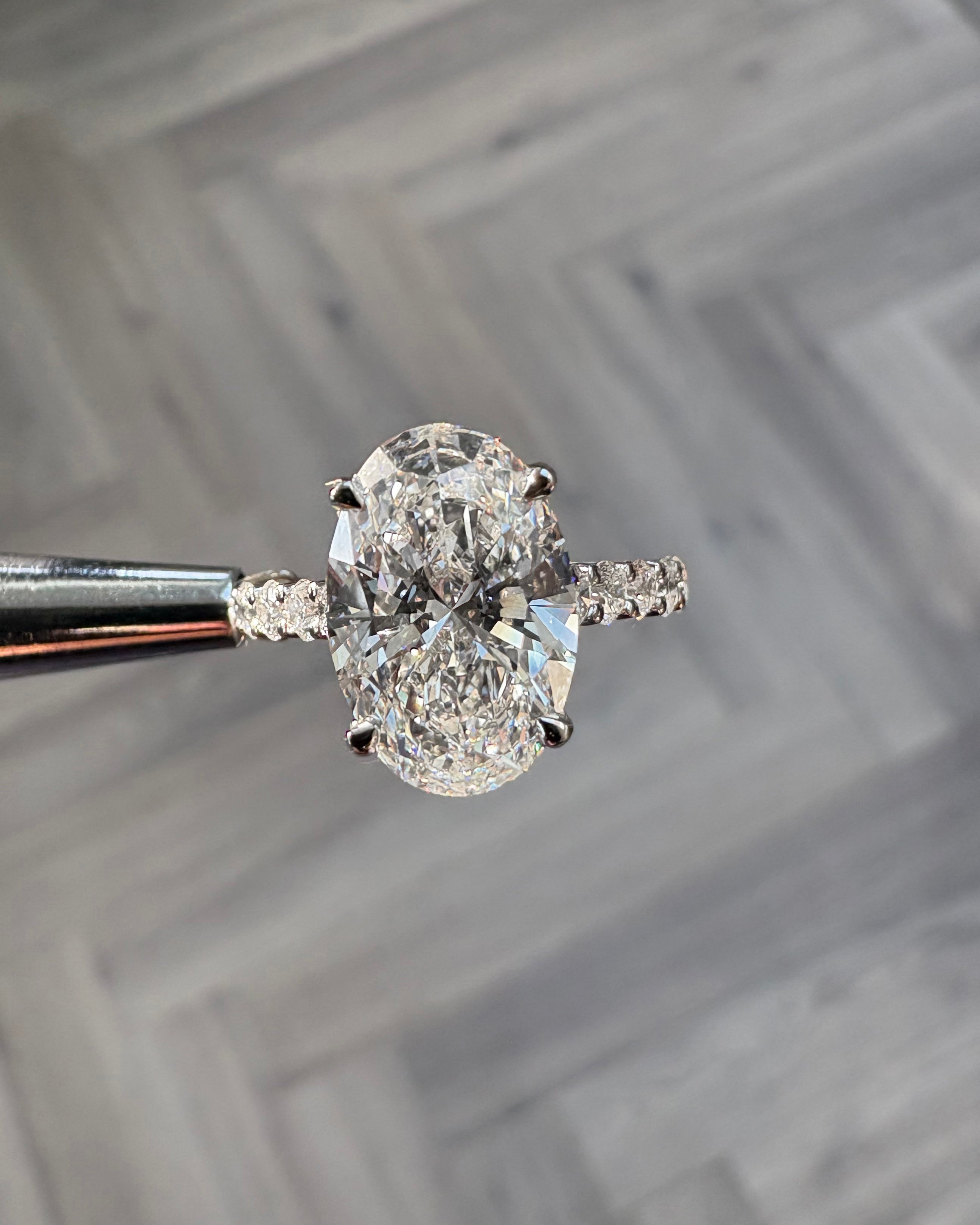 3.50ct oval lab diamond cut u prong cathedral engagement ring 