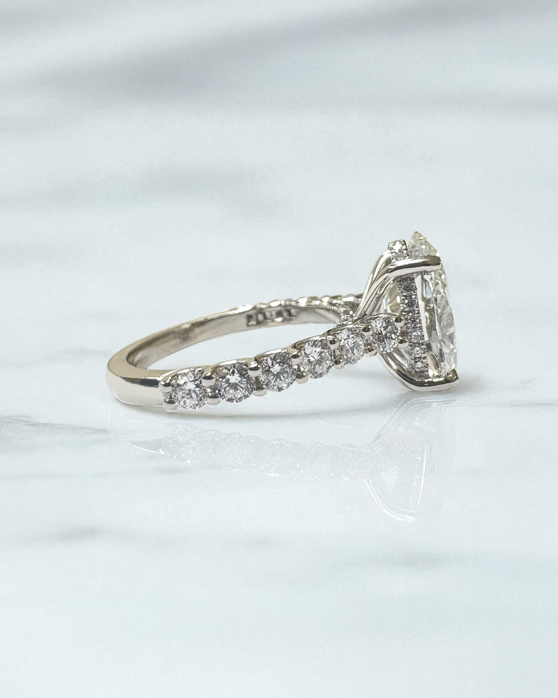 3.50ct Oval U Prong Cathedral Setting Diamond Engagement Rings.