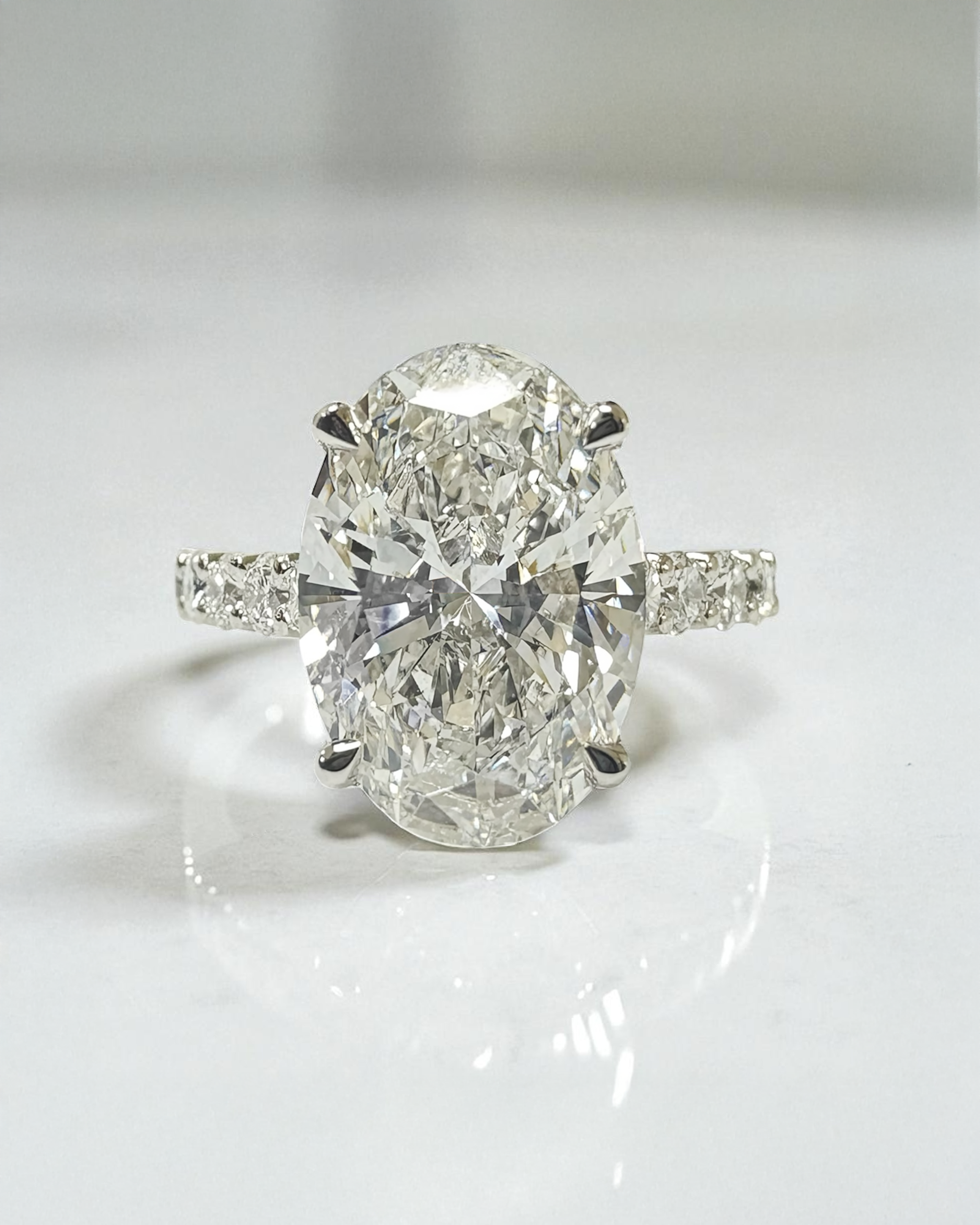 3.50ct oval lab diamond cut u prong cathedral engagement ring