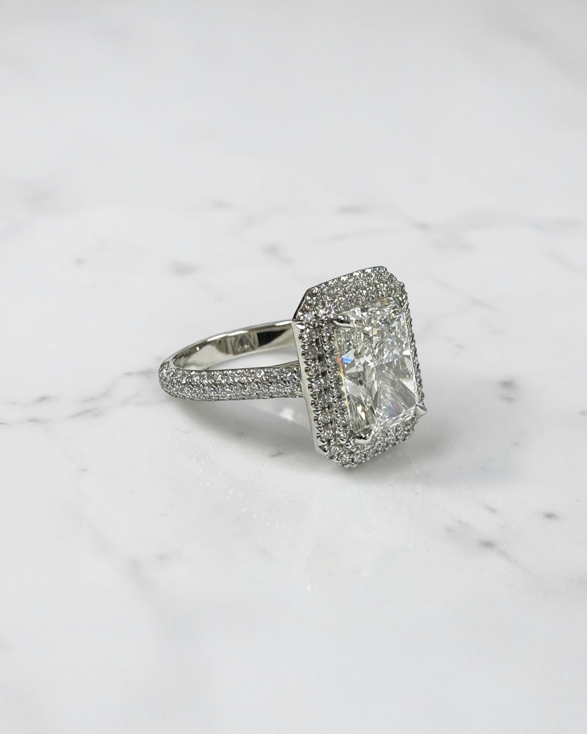 3.50ct Radiant Cut Double Halo 3D Band