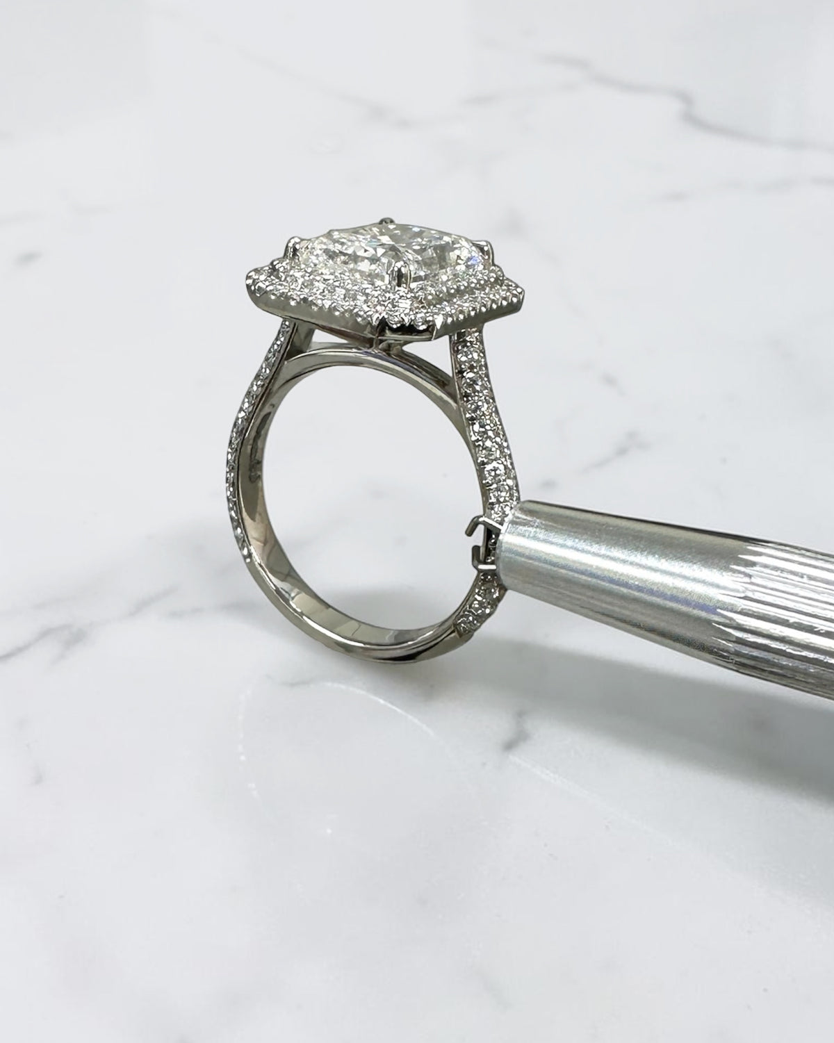 3.50ct Radiant Cut Double Halo 3D Band