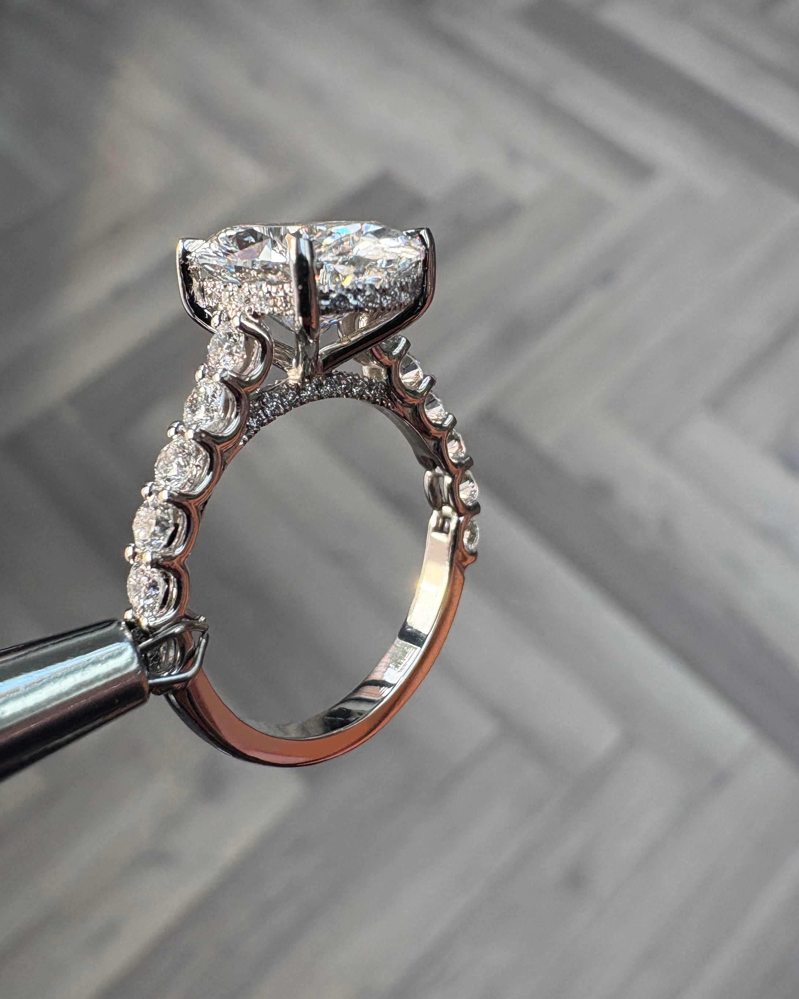 3.50ct oval lab diamond cut u prong cathedral engagement ring 