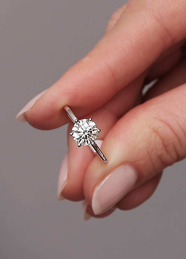 1.50ct Round Solitaire Hidden Halo Lab Grown Diamond Engagement Rings.