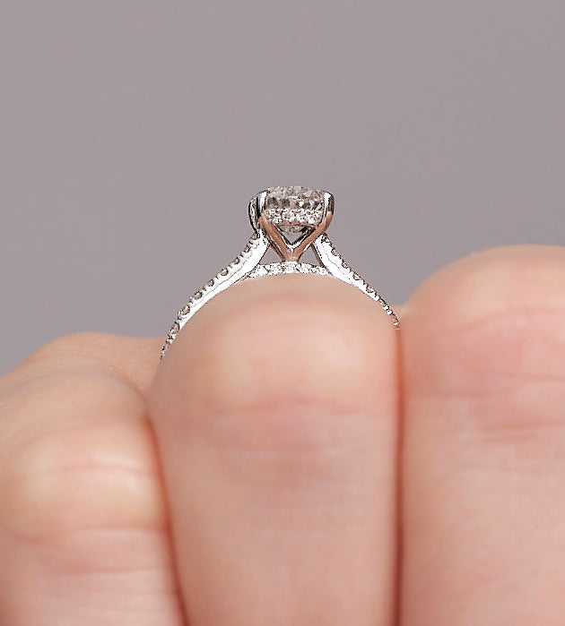 1.25ct Oval Cut Cathedral Setting Lab Grown Diamond Engagement Rings.