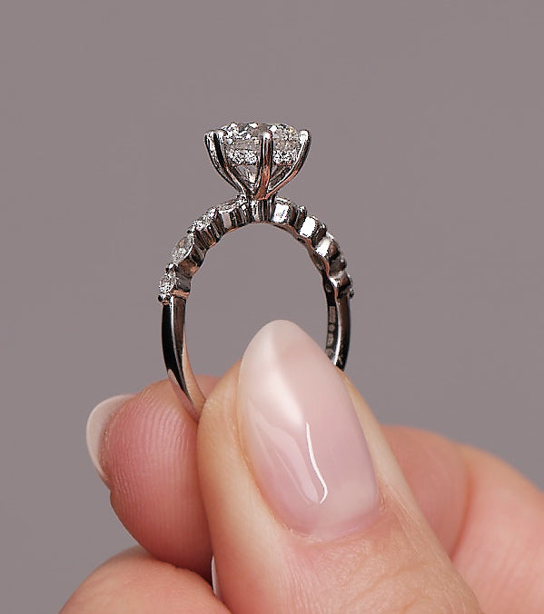 1.50ct Round Cut Marquise & Round Band Diamond Engagement Rings.