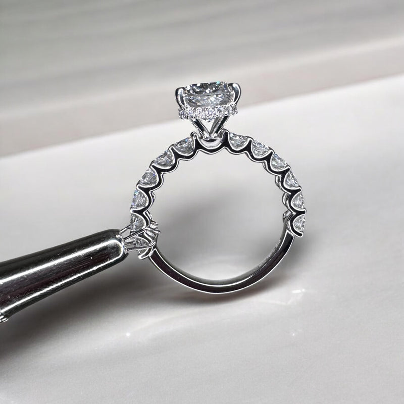 3ct Elongated Cushion U Prong Lab Grown Diamond Engagement Rings.