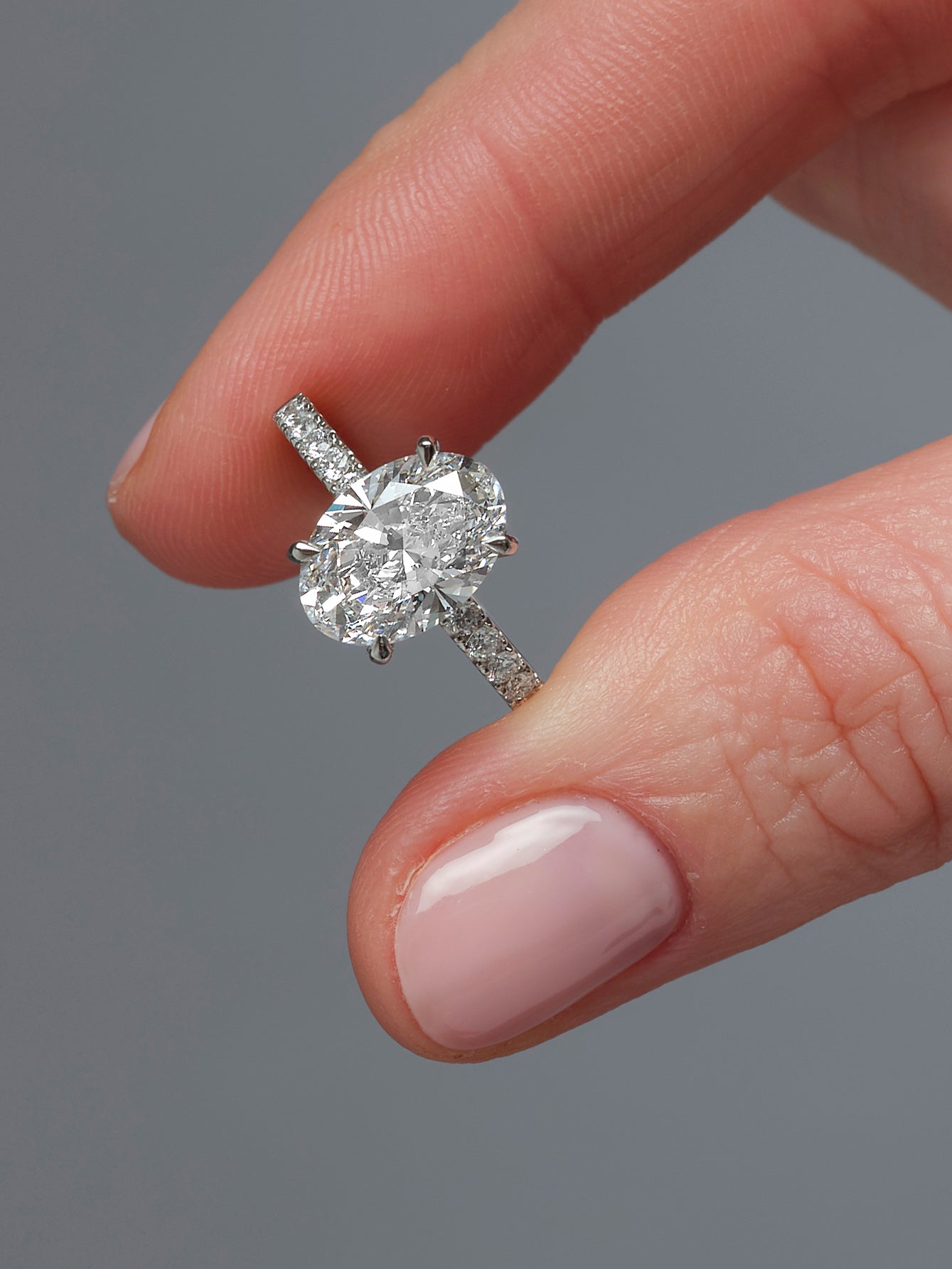 3ct Oval Hidden Halo Lab Grown Diamond Engagement Rings