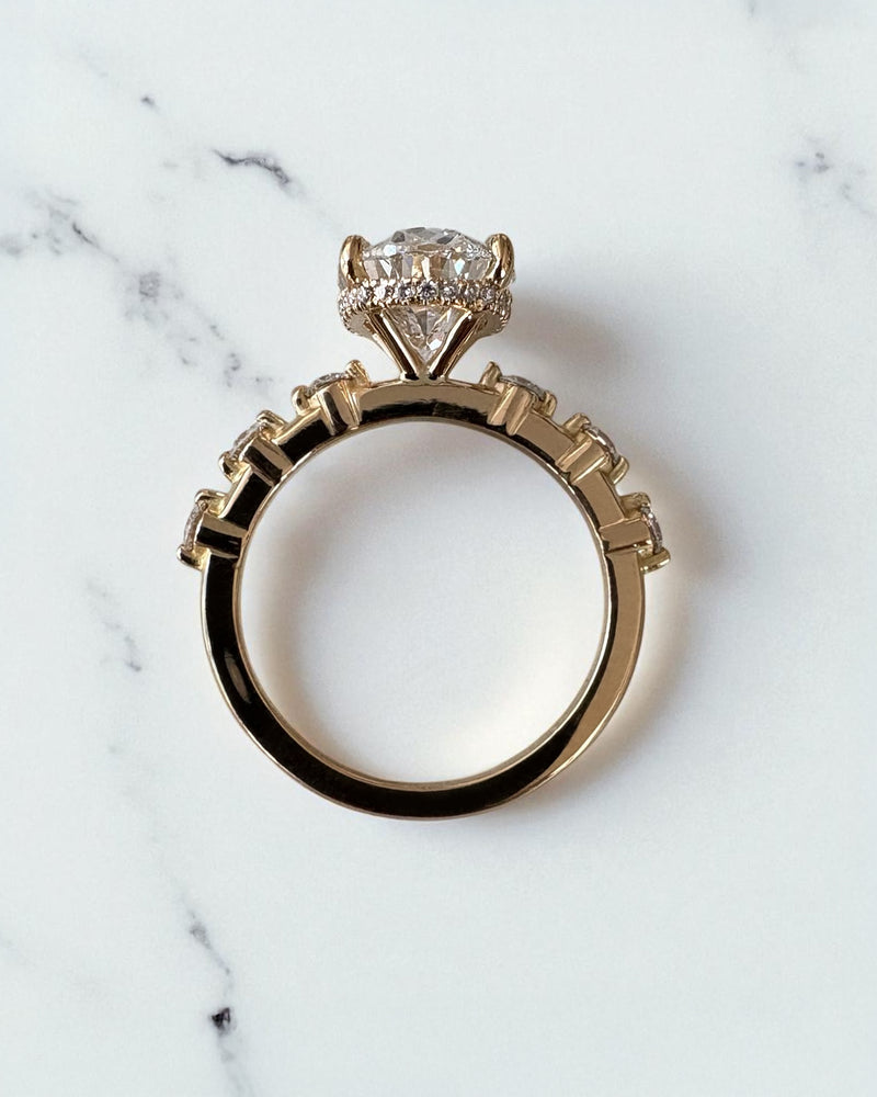3ct Oval Spaced Band Lab Grown Diamond Engagement Rings in London.