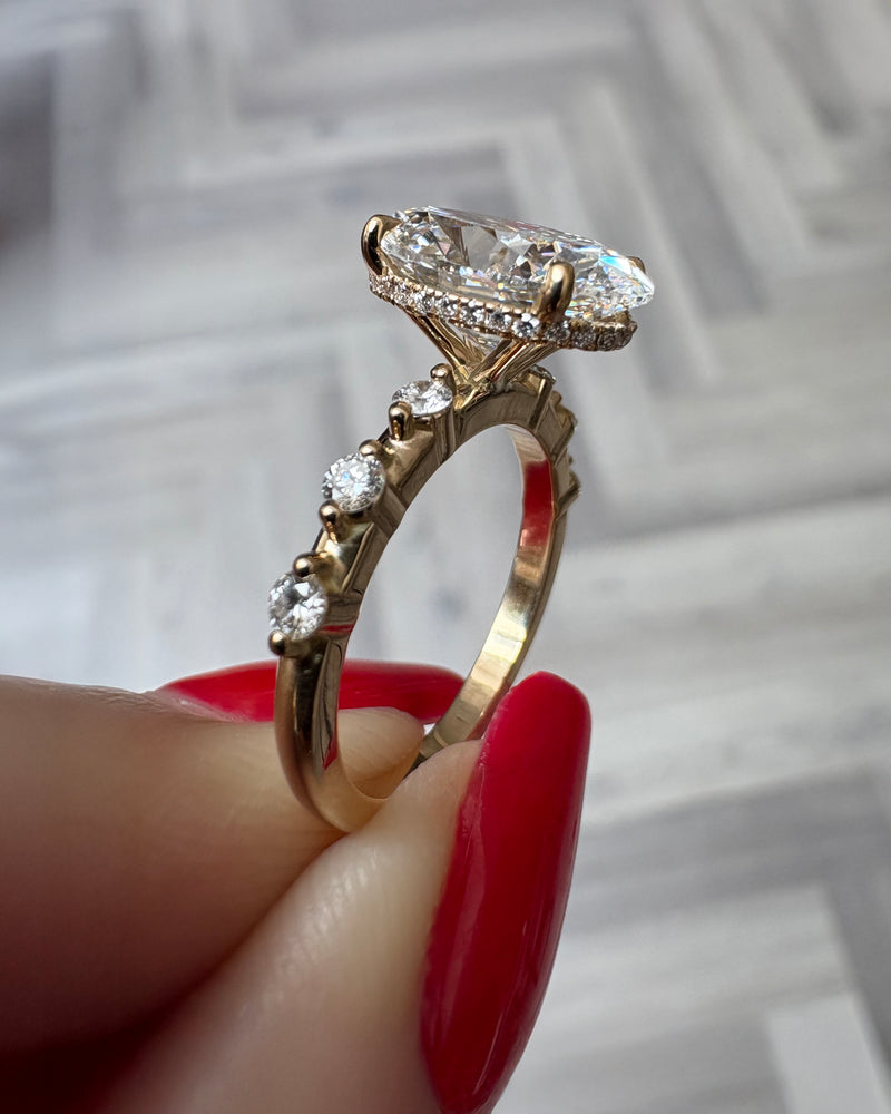 3ct Oval Spaced Band Lab Grown Diamond Engagement Rings in London.