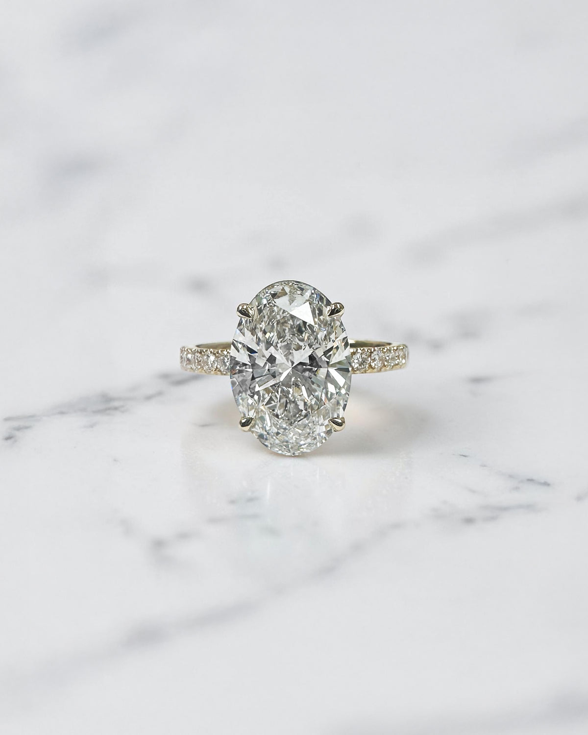 3ct oval lab grown diamond floating hidden halo engagement ring with diamond band
