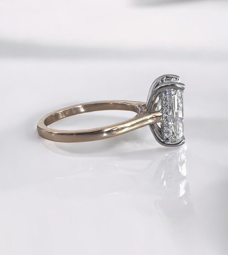 3ct Radiant Cathedral Setting lab grown Diamond Engagement Rings.