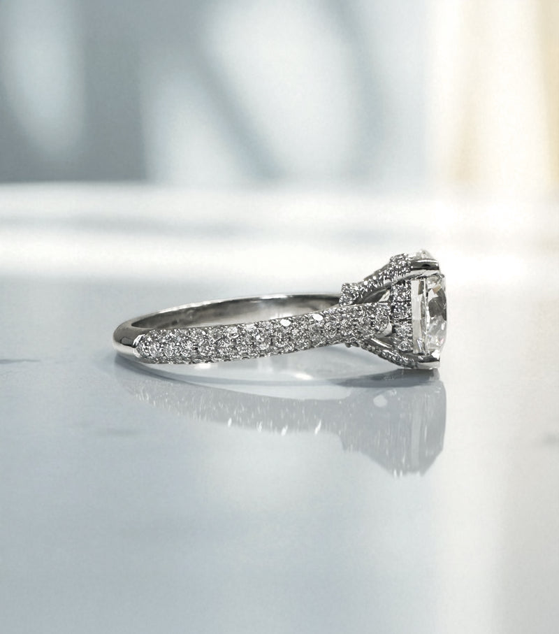 3ct Round Brilliant Cut 3D Setting Lab Grown Diamond Engagement Rings.