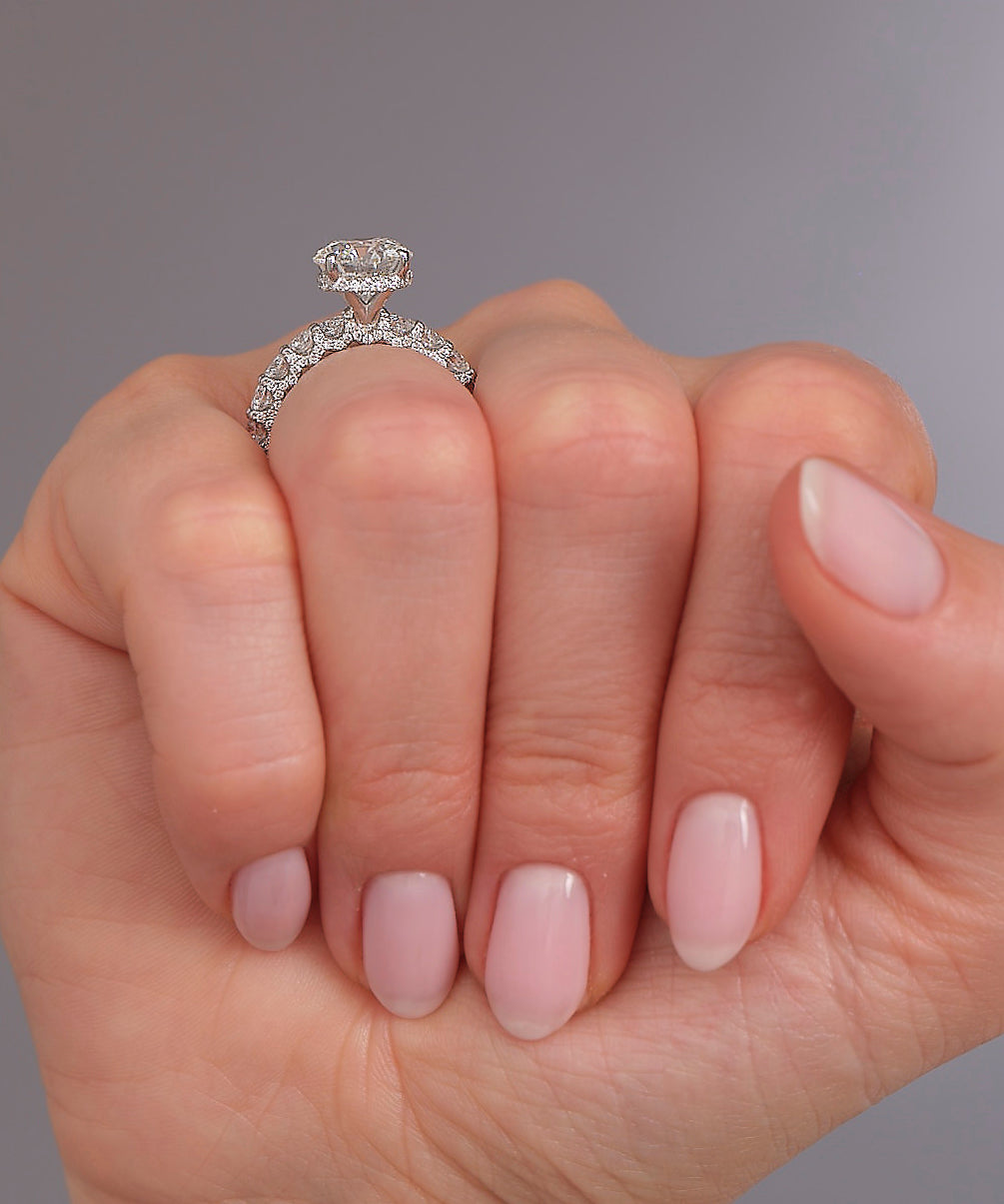 3ct Round Cut Fancy Band Lab Grown Diamond Engagement Rings.