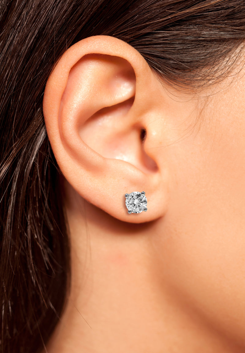3ct Round Diamond Stud Earrings