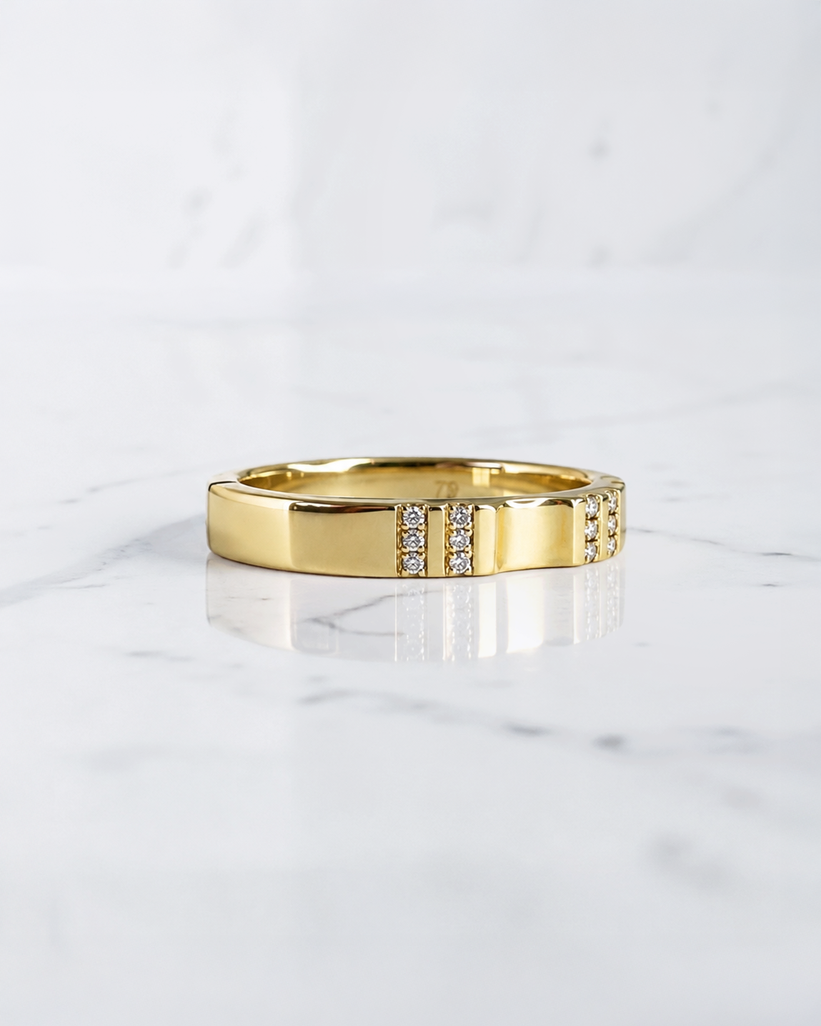 3mm Fluted Polished Diamond Wedding Band