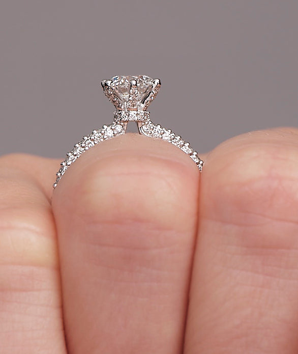 1.25ct Round Brilliant 3D Band Lab Grown Diamond Engagement Rings.