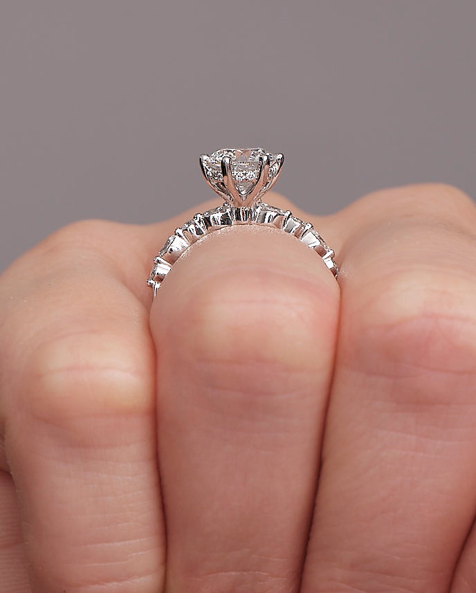 1.50ct Round Cut Marquise & Round Band Diamond Engagement Rings.