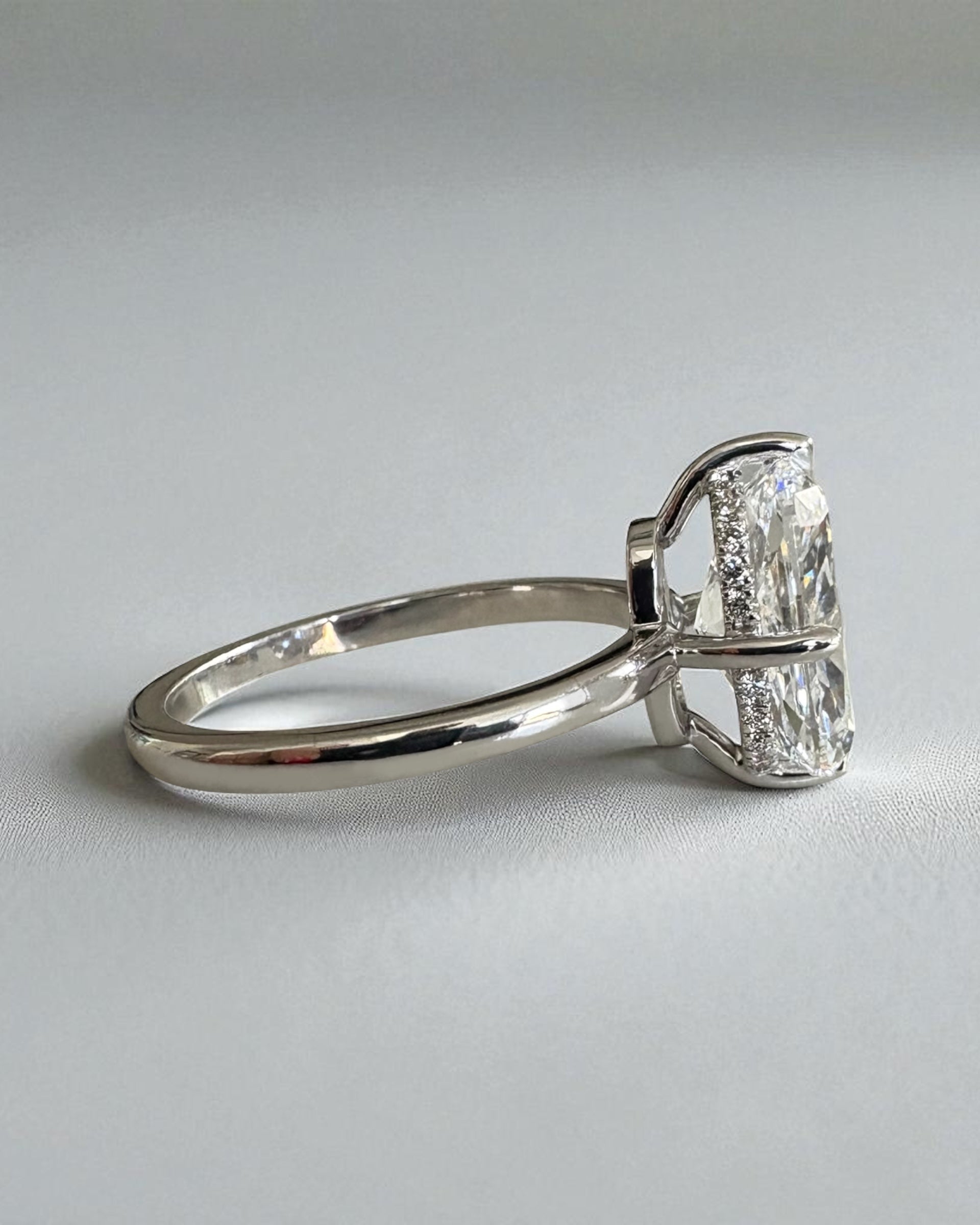 4ct elongated cushion cut lab grown diamond solitaire platinum engagement ring 