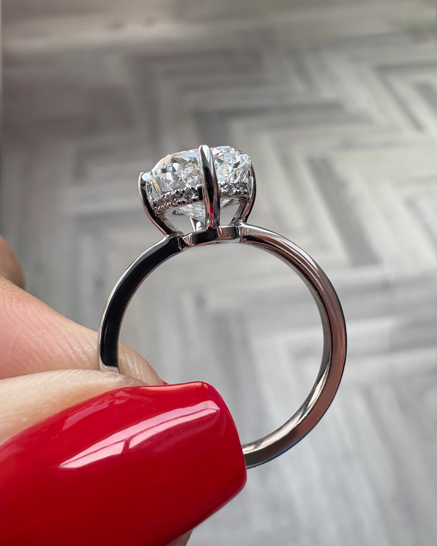 4ct elongated cushion cut lab grown diamond solitaire platinum engagement ring 
