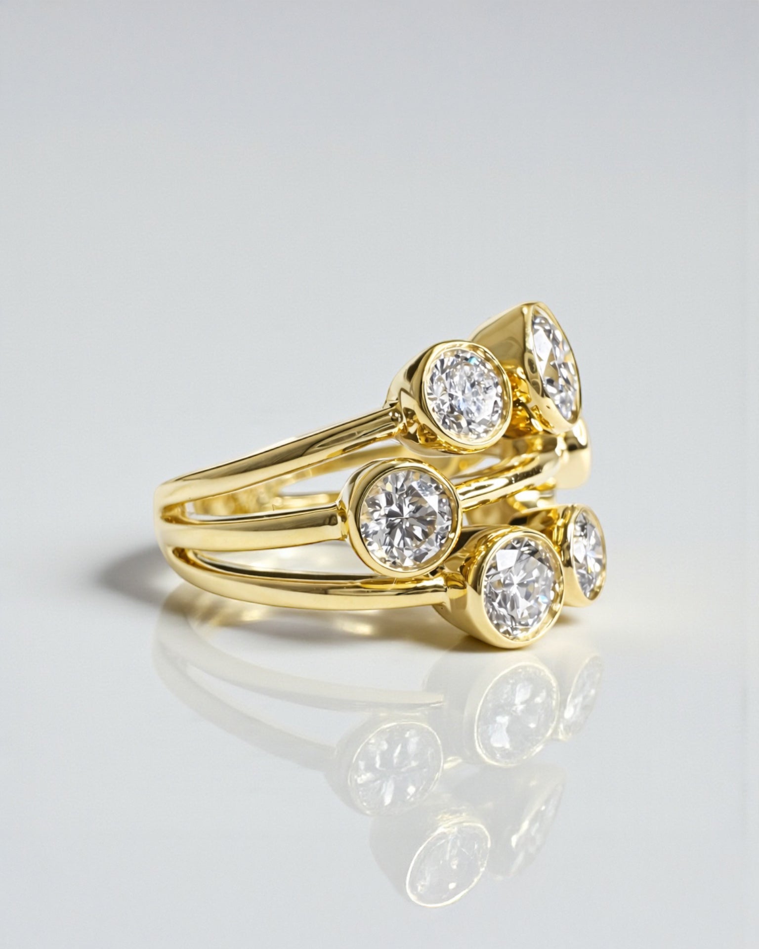 Bezel Diamond Bubble Ring