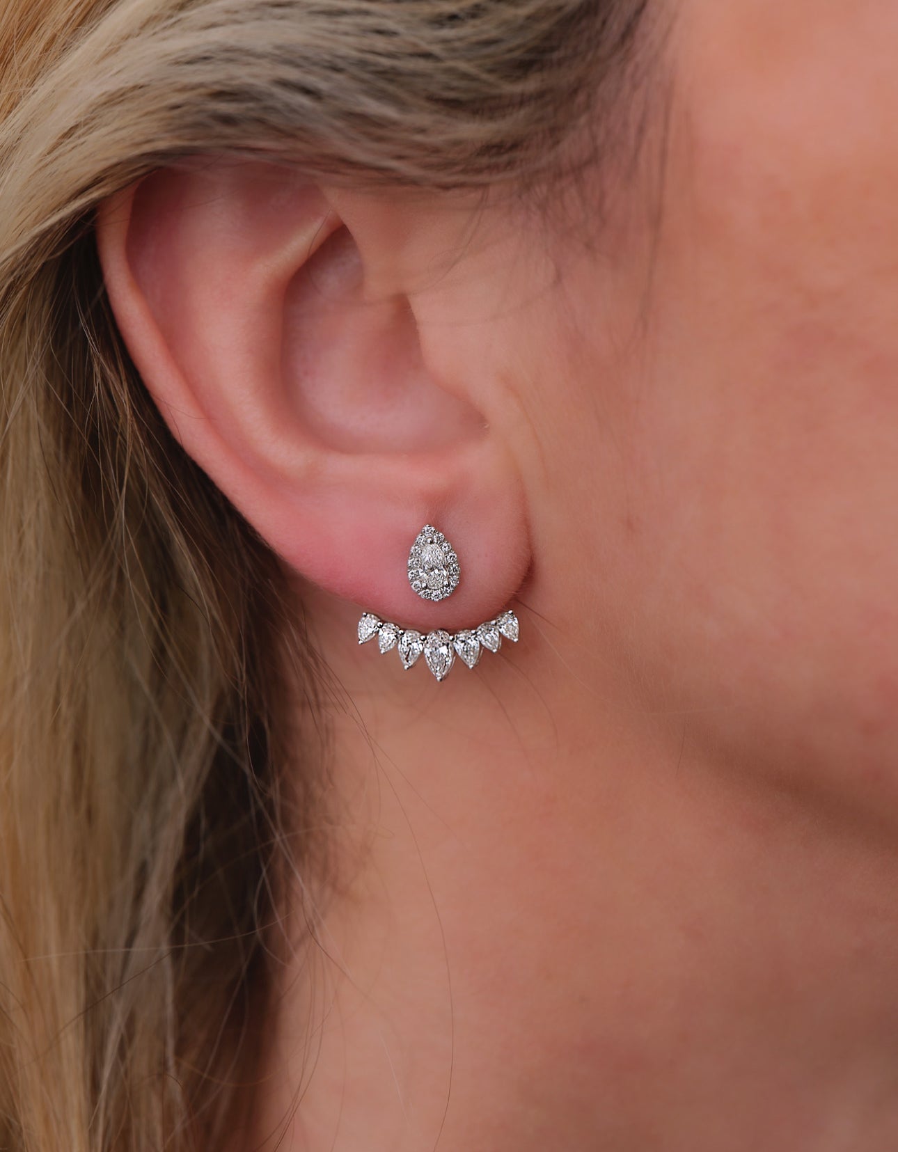 Pear Cut Jacket Earrings