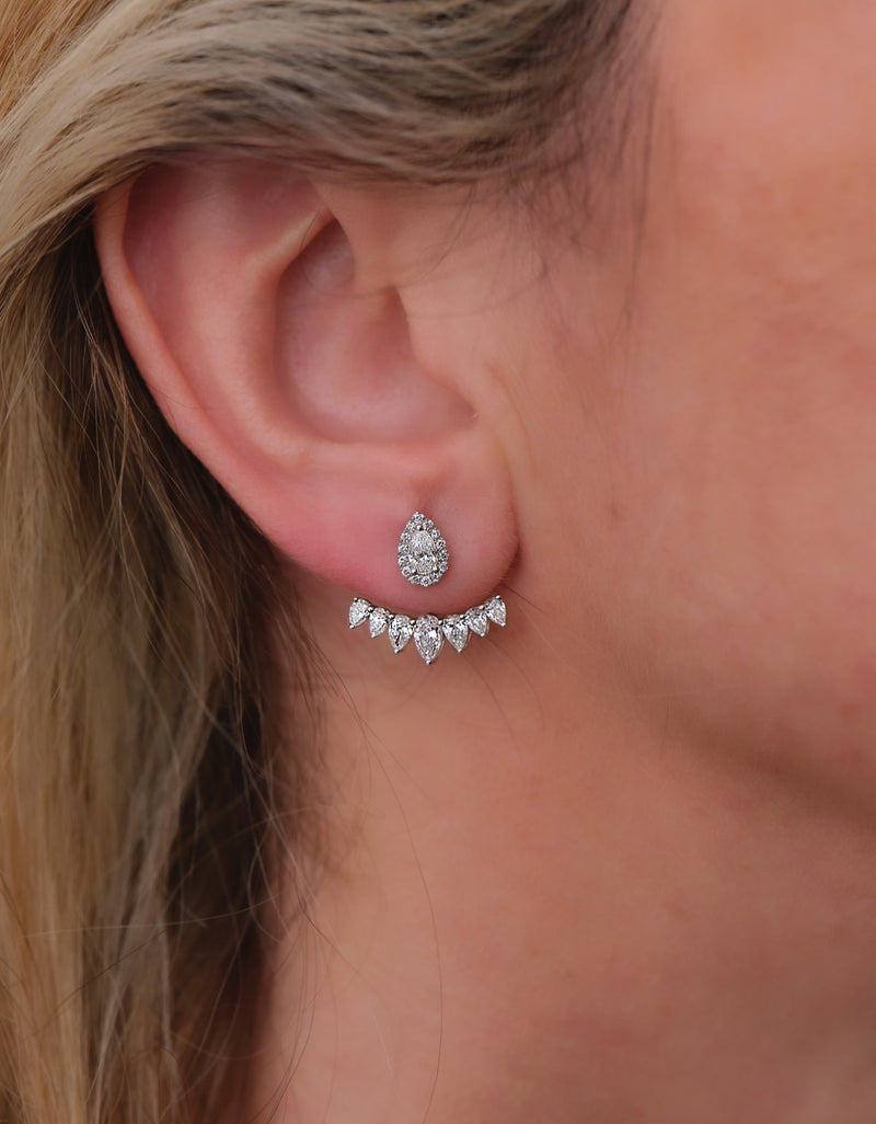 Pear Cut Jacket Diamond Earrings UK