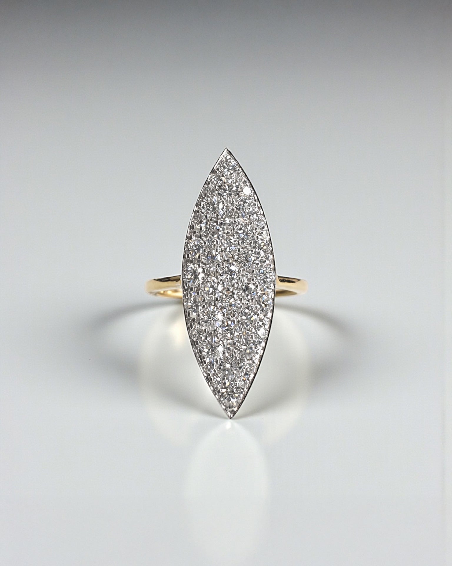 Marquise cluster diamond dress ring set with natural diamonds in 9ct yellow and white gold, 1.50ct total.